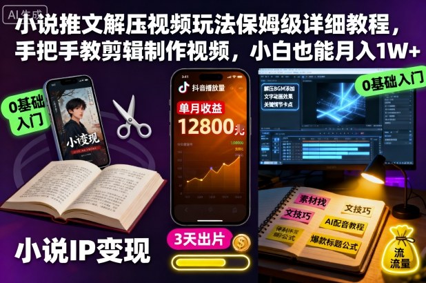 小說推文解壓視頻玩法保姆級詳細教程,手把手教剪輯制作視頻,小白也能月入1W+ - 嚴選資源大全
