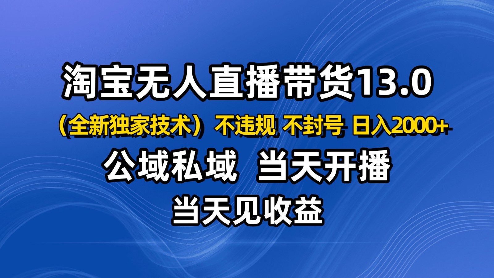 淘寶無人直播13.0，公域私域技術，不封號，不違規(guī) 布局下半年旺季賽道，日入2000+ - 嚴選資源大全