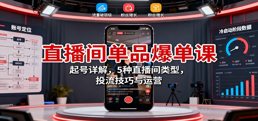 直播間單品爆單課：起號詳解，5種直播間類型，投流技巧與運營 - 嚴選資源大全