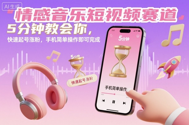 情感音樂短視頻賽道，5分鐘教會你，快速起號漲粉，手機簡單操作即可完成 - 嚴選資源大全