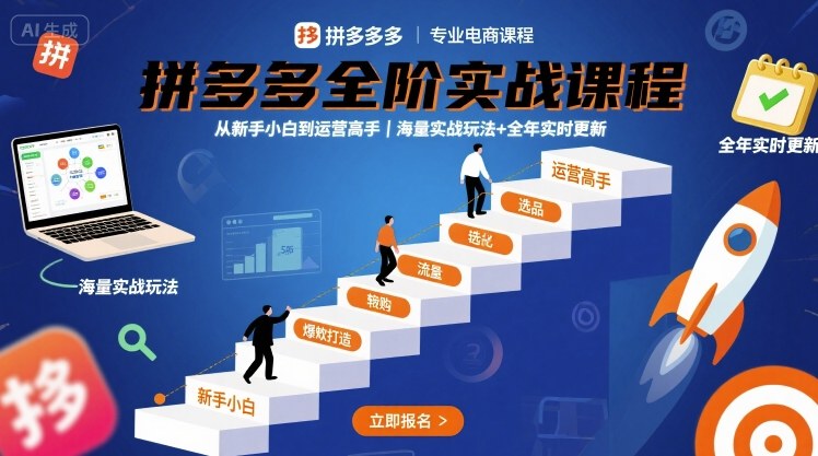 拼多多全階實戰課程，從新手小白到運營高手，海量實戰玩法+全年實時更新【2025年10月更新】 - 嚴選資源大全