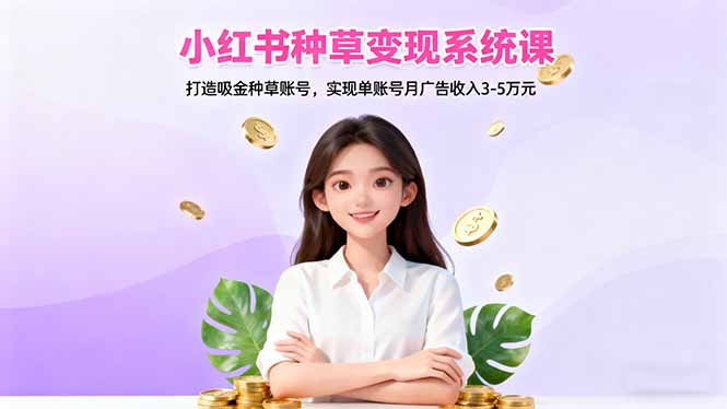 小紅書種草變現(xiàn)系統(tǒng)課：打造吸金種草賬號，實現(xiàn)單賬號月廣告收入3-5萬元 - 嚴(yán)選資源大全
