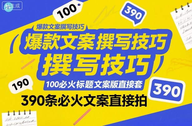 爆款文案撰寫技巧，100個必火標題文案模版直接套，390條必火文案直接拍 - 嚴選資源大全