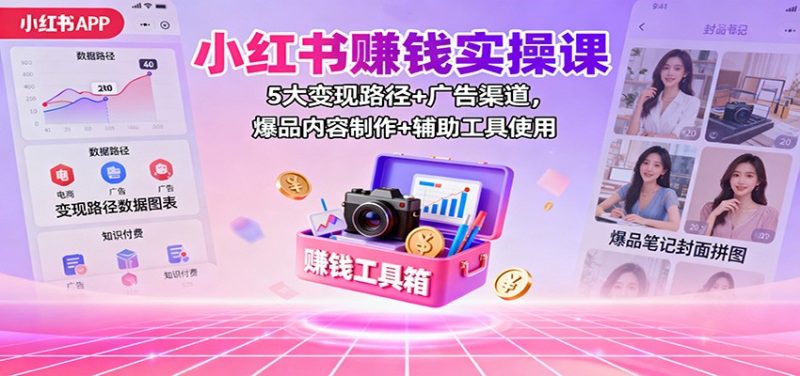 小紅書賺錢實操課：5大變現路徑+廣告渠道，爆品內容制作+輔助工具使用 - 嚴選資源大全 - 嚴選資源大全