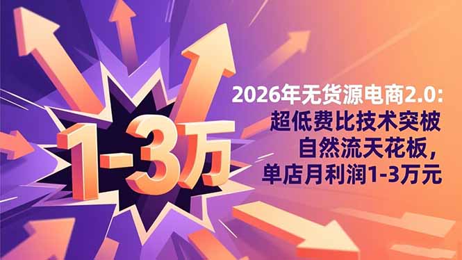 2026年無貨源電商2.0：超低費比技術突破自然流天花板，單店月利潤1-3萬元 - 嚴選資源大全