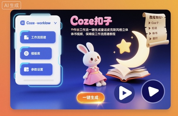 Coze扣子工作流一鍵生成童話皮克斯風(fēng)格立體書視頻,保姆級工作流搭建教程 - 嚴(yán)選資源大全