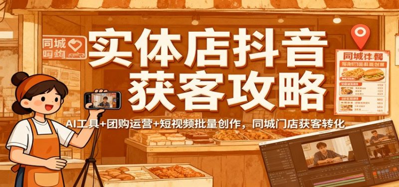 實體店抖音獲客攻略：AI工具+團購運營+短視頻批量創作，同城門店獲客轉化 - 嚴選資源大全 - 嚴選資源大全