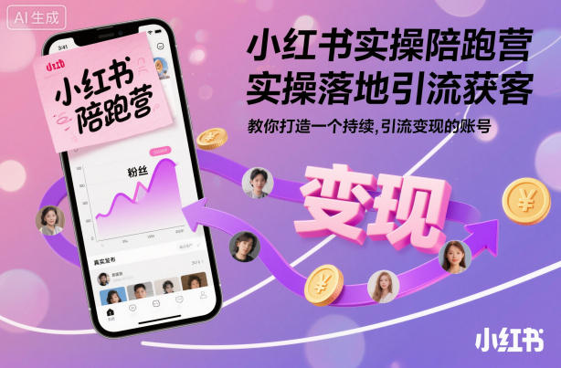 小紅書實操陪跑營,實操落地引流獲客,教你打造一個持續引流變現的賬號 - 嚴選資源大全