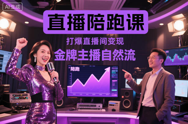 直播陪跑課，金牌主播自然流打爆直播間，復制高變現玩法 - 嚴選資源大全