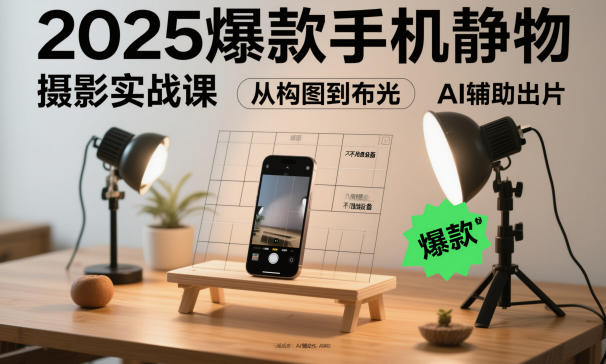 2025爆款手機靜物攝影實戰課，從構圖到布光，不用貴設備，AI輔助出片 - 嚴選資源大全