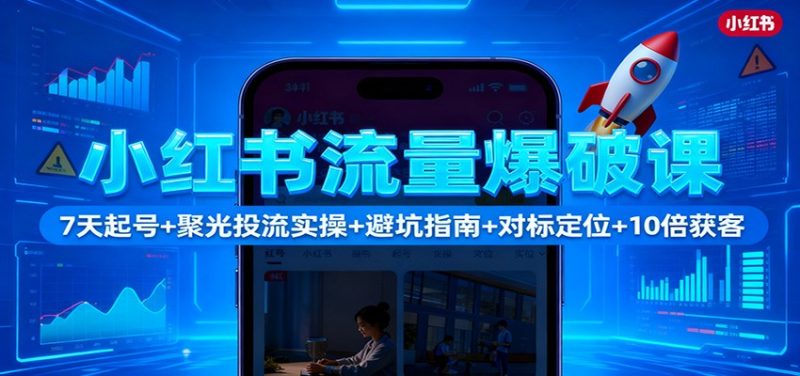 小紅書流量爆破課:7天起號+聚光投流實操+避坑指南+對標定位+10倍獲客 - 嚴選資源大全 - 嚴選資源大全