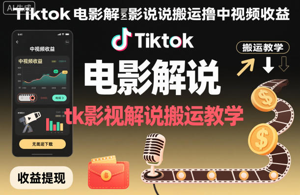 Tiktok電影解說搬運擼中視頻收益，tk影視解說搬運教學 - 嚴選資源大全