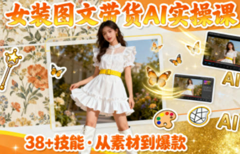 女裝圖文帶貨的AI實操課,覆蓋38個實用技能,快速提升素材制作效率 - 嚴選資源大全