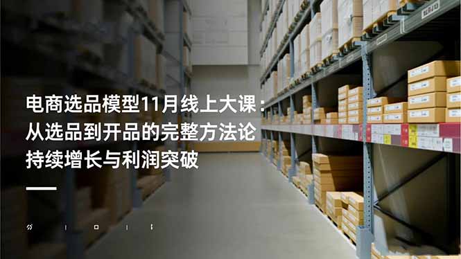 電商選品模型11月線上大課：從選品到開品的完整方法論 持續增長與利潤突破 - 嚴選資源大全