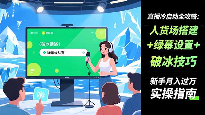 直播冷啟動(dòng)全攻略:人貨場搭建+綠幕設(shè)置+破冰技巧,新手月入過萬實(shí)操指南 - 嚴(yán)選資源大全