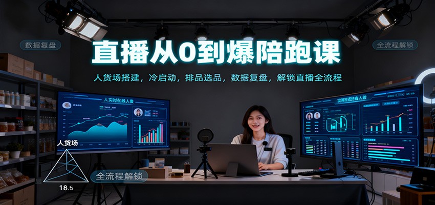 直播從0到爆陪跑課：人貨場搭建，冷啟動，排品選品，數據復盤，解鎖直播全流程 - 嚴選資源大全
