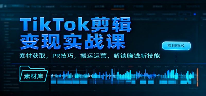 TikTok剪輯變現實戰課:素材獲取,PR技巧,搬運運營,解鎖賺錢新技能 - 嚴選資源大全 - 嚴選資源大全
