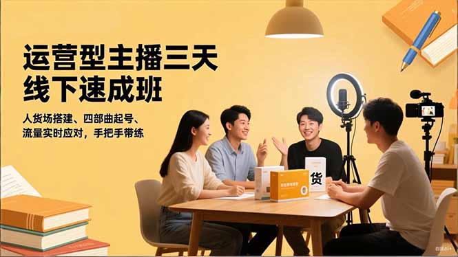 運(yùn)營型主播三天線下班,人貨場搭建,四部曲起號,流量實(shí)時(shí)應(yīng)對,手把手帶練 - 嚴(yán)選資源大全