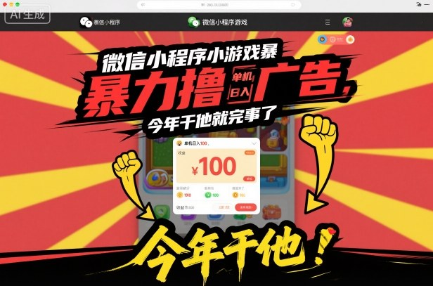 微信小程序小游戲暴力擼廣告,單機日入100,今年干他就完事了 - 嚴選資源大全