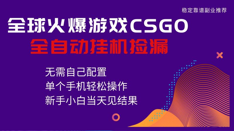 火爆游戲CSGO全自動撿漏，獨家最新玩法，單個手機可操作，新手小白日入500+ - 嚴選資源大全 - 嚴選資源大全